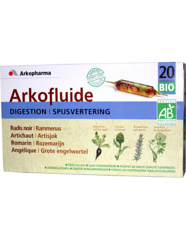 Arkomedica ARKOFLUIDE DIGESTION - 20 ampoules Bio Certifié AB 