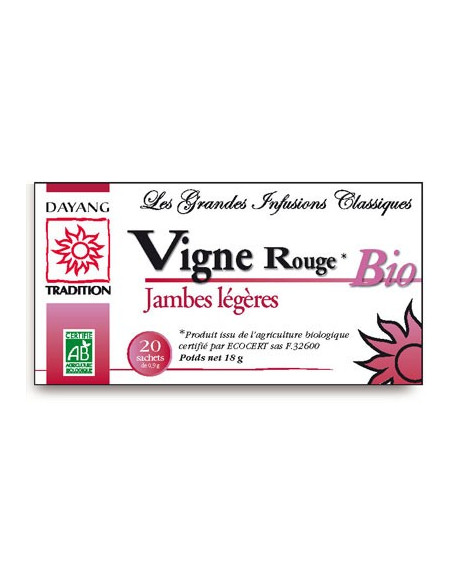 Dayang Infusion Bio Vigne rouge Boîte de 20 sachets