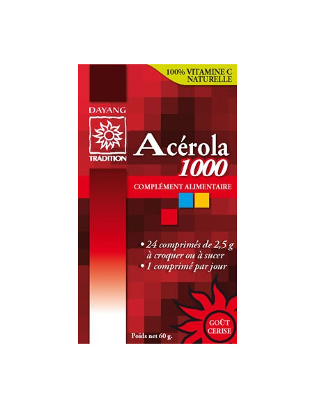 Dayang Acérola - Vit C 1000 mg Boîte de 24 cpés à croquer