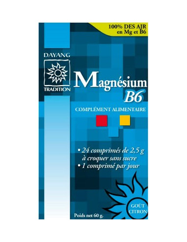 Dayang Magnésium B6 sans sucre 24 cpés à croquer adulte