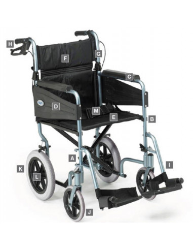 Pièces détachées pour fauteuil roulant Evasion - J - Kit roue avant Bleu argent